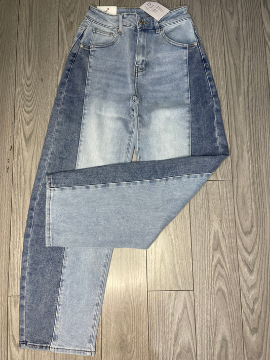 Jeans mujer bicolor efecto estilizador