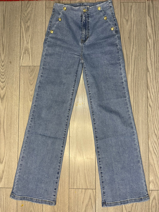 Pantalón vaquero de tiro alto estilo marinero
