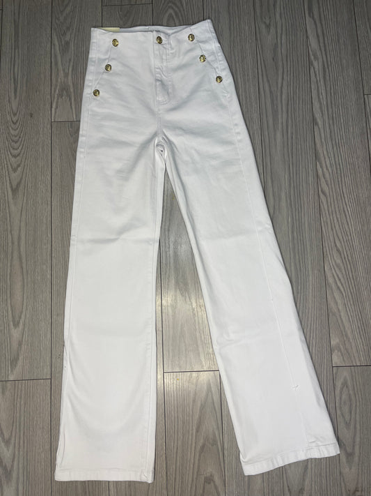 Pantalón blanco de tiro alto estilo marinero