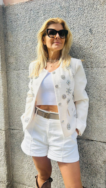 Chaqueta blanca beige (corte recto)